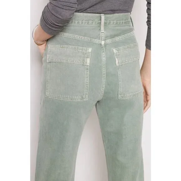 NWT AGOLDE Cooper Cargo High Rise Straight Leg Jean Sz 34 Salamander Green - Picture 6 of 16